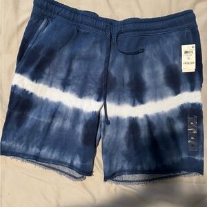Men's Blue Tie-Dye Drawstring Shorts